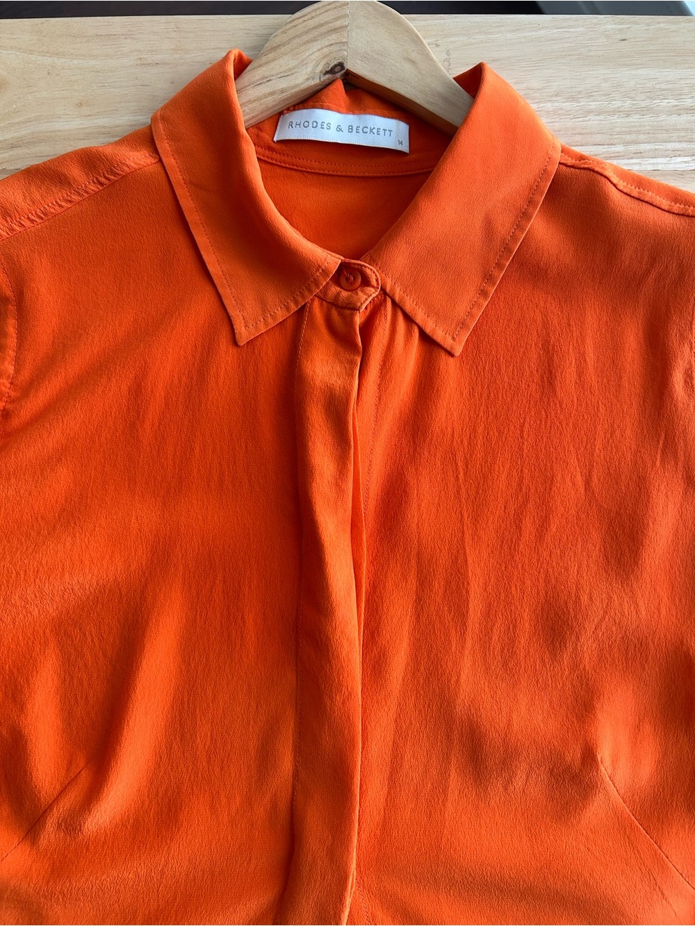 Silk Sleeveless Orange Sleeveless Blouse, Women's, Size M
